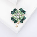 Crystal Four Leaf Clover Brooch in Green Blue or Red view 6