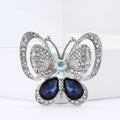 Openwork Crystal Butterfly Brooch in Detailed Metal and Crystal Design view 2