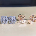 Openwork Flower Clear Stone Stud Earrings Two Metal Tones view 3