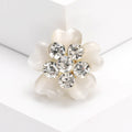 Layered Five Petal Flower Brooch With Crystal Center in Four Colors view 6