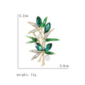 Green Bamboo Crystal Brooch with Gold Tone Stems for Jackets and Scarves view 5