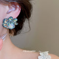 Iridescent Crystal Flower Stud Earrings in Seven Colors view 4