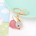 Rhinestone Bunny Rabbit Keychain Gold Clasp Five Colors view 7