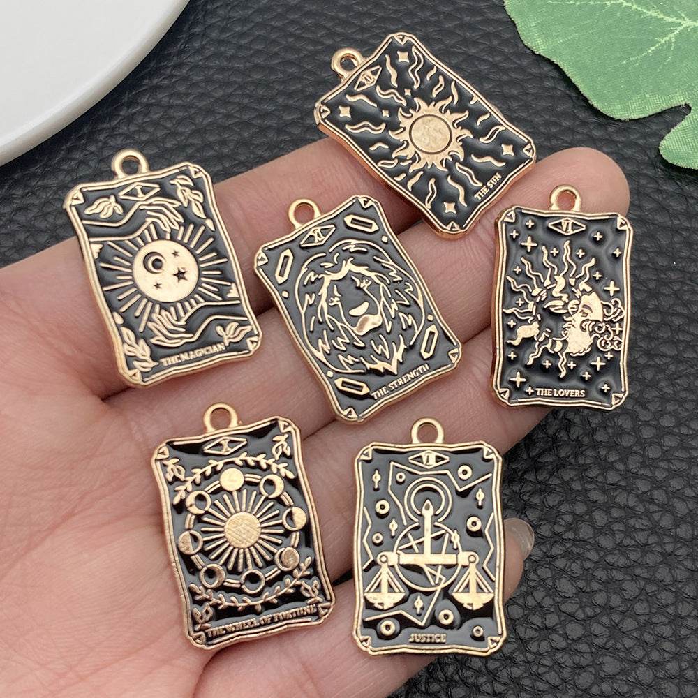 Vintage Zinc Alloy Dark Tarot Card Charm Pendants for DIY Necklace Earrings Keychain