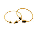 Gold Open Soft Wire Black Shell Triangle Square Cuff Bangles view 5