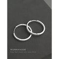 Silver Round Plain Huggie Hoop Earrings Minimal Thick Band view 4