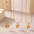 Gold Sunburst Pendant Necklace With Center Shell Bead view 2