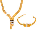 Y Letter Cuban Chain Necklace Bracelet Set Gold Steel Pave Bars view 5