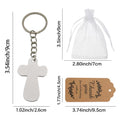 White Wooden Cross Keychain, Single Or Organza Bag And Tag Set view 4