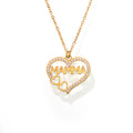 Gold MAMMA Heart Zircon Necklace Multicolor Natural Stone Chain view 5