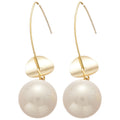 Gold Disc And Pearl Drop Hook Earrings Statement Pair view 5