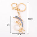Mother Baby Dolphin Pearl Keychain Rhinestone Four Colors view 3