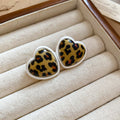 Colorful Resin Leopard Heart And Oval Stud Earrings view 7