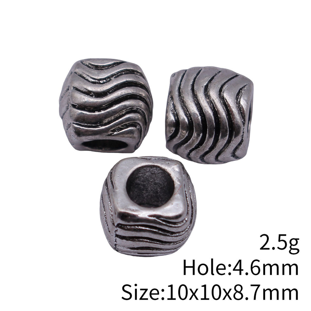 10x10x8.7mm 2.5g Multicolor Zinc Alloy Wave Texture Large Hole Beads for Dreadlock Hair and DIY Jewelry