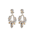 Silver Tone Crystal Geometric Drop Stud Earrings With Decorative Metal Accents view 5