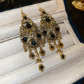 Black Crystal Filigree Chandelier Hook Earrings Fashion Jewelry view 6