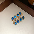 Gold Oval Resin Crystal Wave Necklace Stud Earrings Four Colors view 6