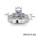Square Solitaire Triple-Ring Set In Gold And Silver Tones view 4