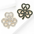 Looped Crystal Open Clover Brooch in Black or White view 3