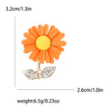Enamel Daisy Brooch with Crystal Leaves in Four Colors view 7