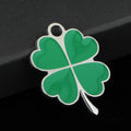 Green Enamel Four-Leaf Clover Charm Pendant Silver-Tone Three Styles view 2