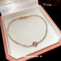 Gold Tone Clear Zircon Tennis Bracelet Round Center view 4