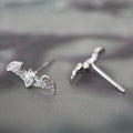 Silver Pave Bat Stud Earrings Teardrop Center Pair Alloy view 4