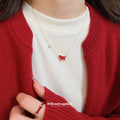 Red Enamel Pony Pendant Necklace Matching Open Ring view 4