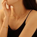 Gold Natural Stone Bead Necklace Matching Bracelet Set view 3