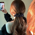 Plaid Ruffle Bow Banana Hair Clip Crystal Ribbon 2 Colors view 3