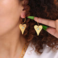 Gold Steel Evil Eye Heart Pendant Layered Necklace Set view 3