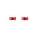 Pink Bow Red Center Enamel Stud Earrings Pair Jewelry view 5