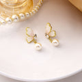 Silver and Pink Butterfly Pearl Look Dangle Stud Earrings view 2