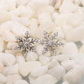 Silver Tone Snowflake Clear Stone Stud Earrings Statement Jewelry view 4