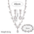 Black Silver Tone Crystal Floral Branch Metal Necklace and Earring Set view 6