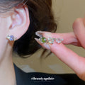 Star Moon Zircon Stud Earring Set Silver Colorful Pack view 2