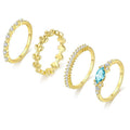 Gold Tone Four-Piece Stack Ring Set Marquise Leaf Sizes 6-10 view 2