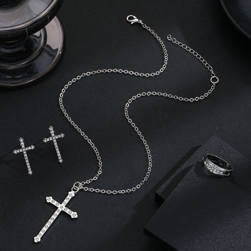 Second supplied view of cross three-piece jewelry sets