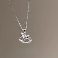 Rocking Horse Pendant Necklace in Gold and Silver Tones view 7