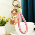 Pearl Accent and Crystal Heart Fortune Pouch Strap Keychains view 3