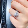 Silver Tone Heart Halo Ring With Clear Stones With Polished Clear Stone Detail view 4