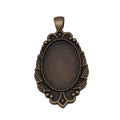 Antique Bronze Oval Cabochon Setting with Decorative Border view 4