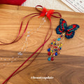 Red Ribbon Bow Butterfly Multicolor Tassel Hair Clips view 4