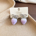 Purple Strawberry Pearl Earrings Necklace Silver Tone view 7