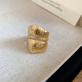 Sculptural Metal Open Rings Teardrop Bark Pearl Six Styles view 9