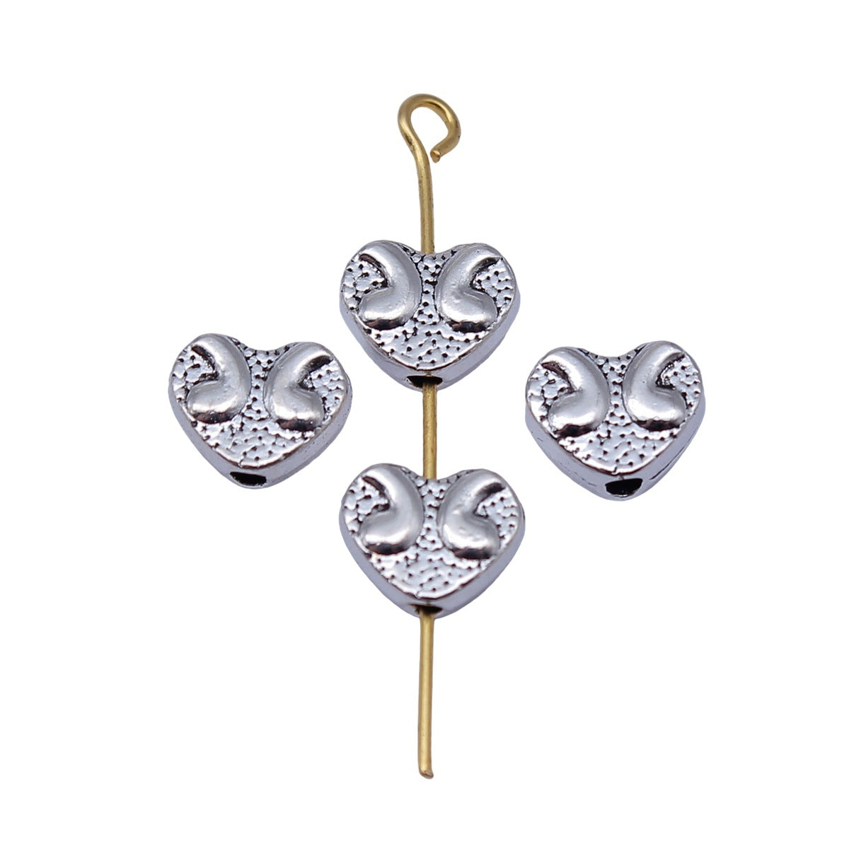 8.9x7.1x3.7mm 0.83g Antique Silver Zinc Alloy Heart Small Hole Spacer Beads for DIY Bracelet Jewelry Making