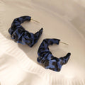 Six Color Ruched Fabric Chunky Statement C Hoop Earrings view 4