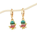 Gold Tone Multicolor Crystal Sea Animal Huggie Drop Earrings view 5