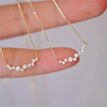 Gold Silver Curved Graduated Clear CZ Pendant Necklace view 1