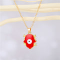 Gold Tone Hamsa Hand Evil Eye Pendant Necklaces in Five Colors view 6